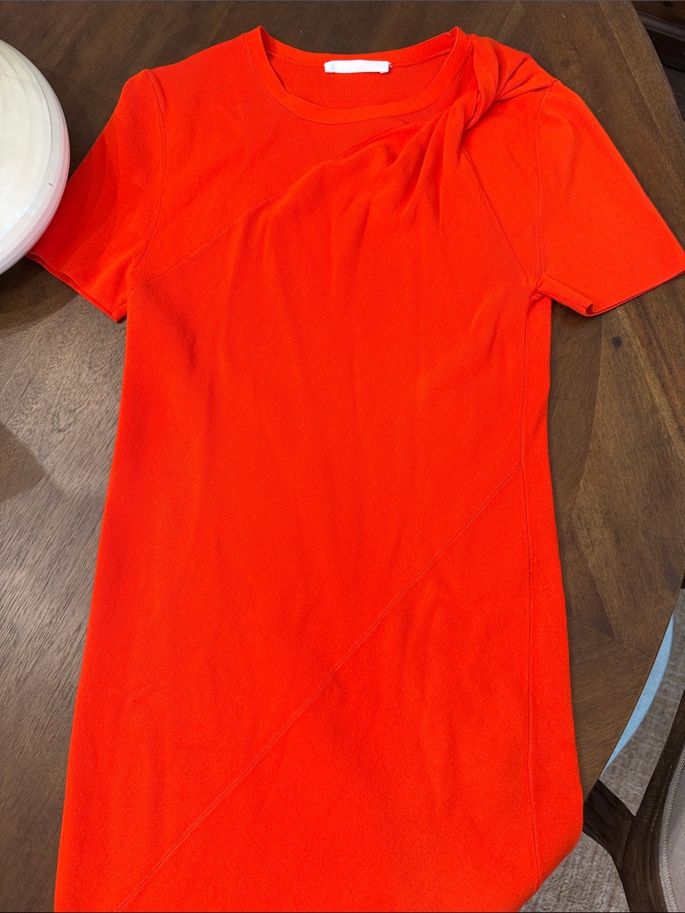Helmut Lang Bright Orange Crew Neck Top